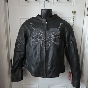Black Skull Embroidered Performance Jacket